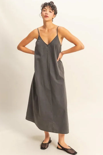 HYFVE Dyed V-Neck Loose Dress