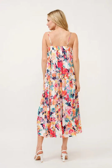And The Why Tiered Floral Midi Cami Dress with Pockets