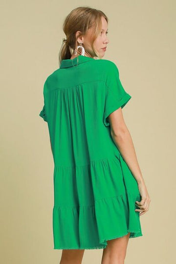 Robe à volants Umgee grande taille avec ourlet brut et manches repliées