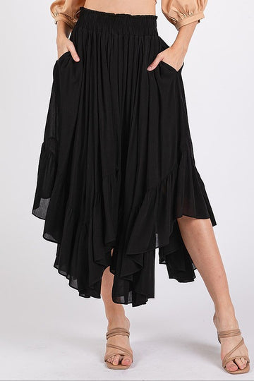 Jupe mi-longue à ourlet mouchoir et taille élastique avec poches Mittoshop