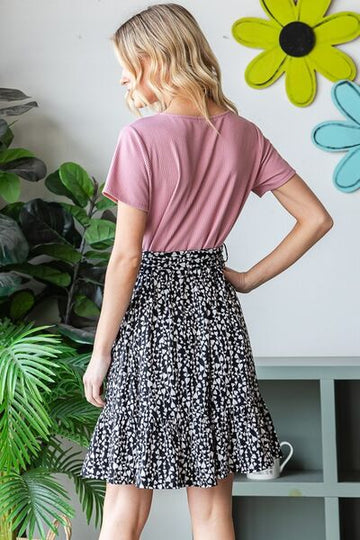 Mini-robe Heimish à manches courtes, couleur unie et imprimé animal, grande taille