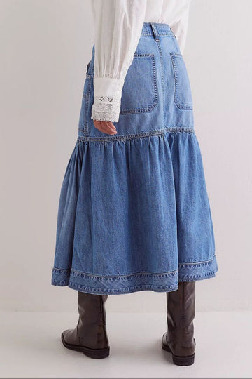 Jupe midi en jean avec poches