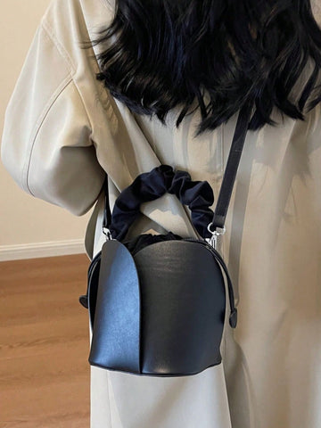 PU Leather Drawstring Bucket Bag