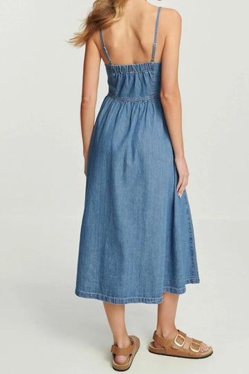 Button Front Denim Cami Dress