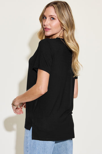 T-shirt col V basique taille haute Bae