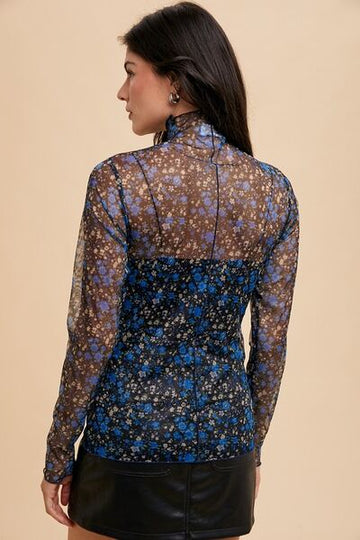 Haut en maille transparente à ourlet fleuri Annie Wear
