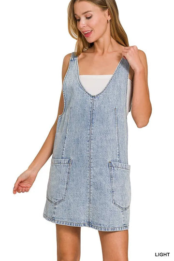 Zenana Denim Overall Mini Dress