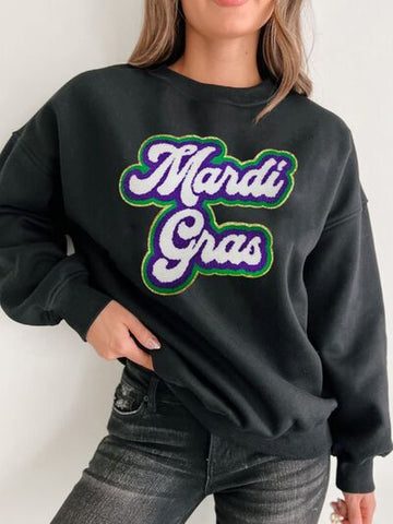 Sweat-shirt à col rond et épaules tombantes MARDI GRAS