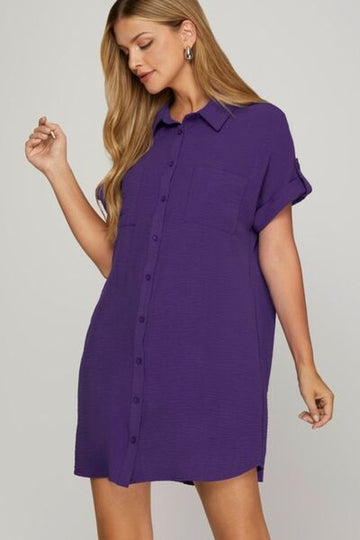 Robe chemise boutonnée à manches courtes et col boutonné She + Sky, grande taille