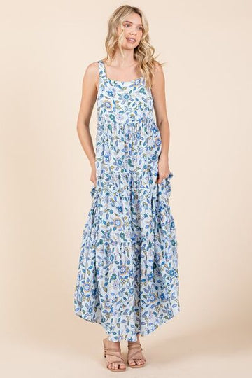 Robe longue empire sans manches à imprimé floral Mittoshop