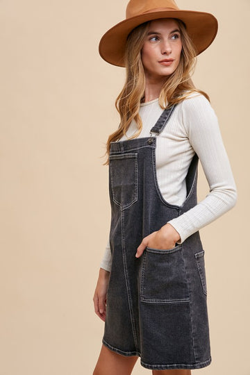 Robe salopette en jean à larges bretelles et poches Annie Wear