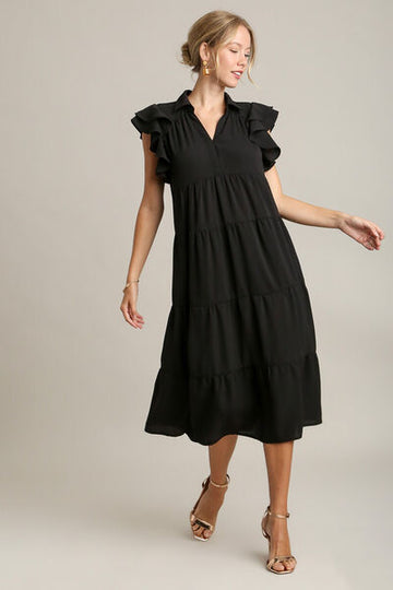 Robe à volants et manches courtes à col Johnny Umgee, grande taille