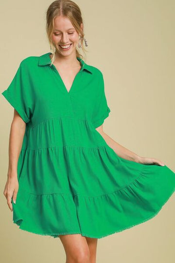 Robe à volants Umgee grande taille avec ourlet brut et manches repliées