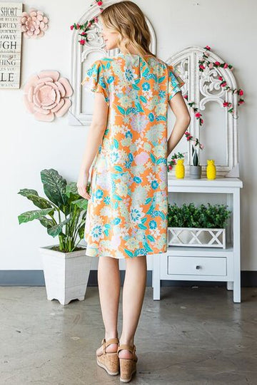 Mini-robe fleurie à volants et manches courtes Heimish, grande taille