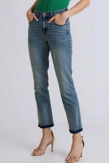 Judy Blue Full Size Mid Rise Rigid Magic Release Hem Jeans
