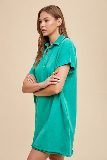 Robe à manches courtes et col Johnny délavé minéral Annie Wear