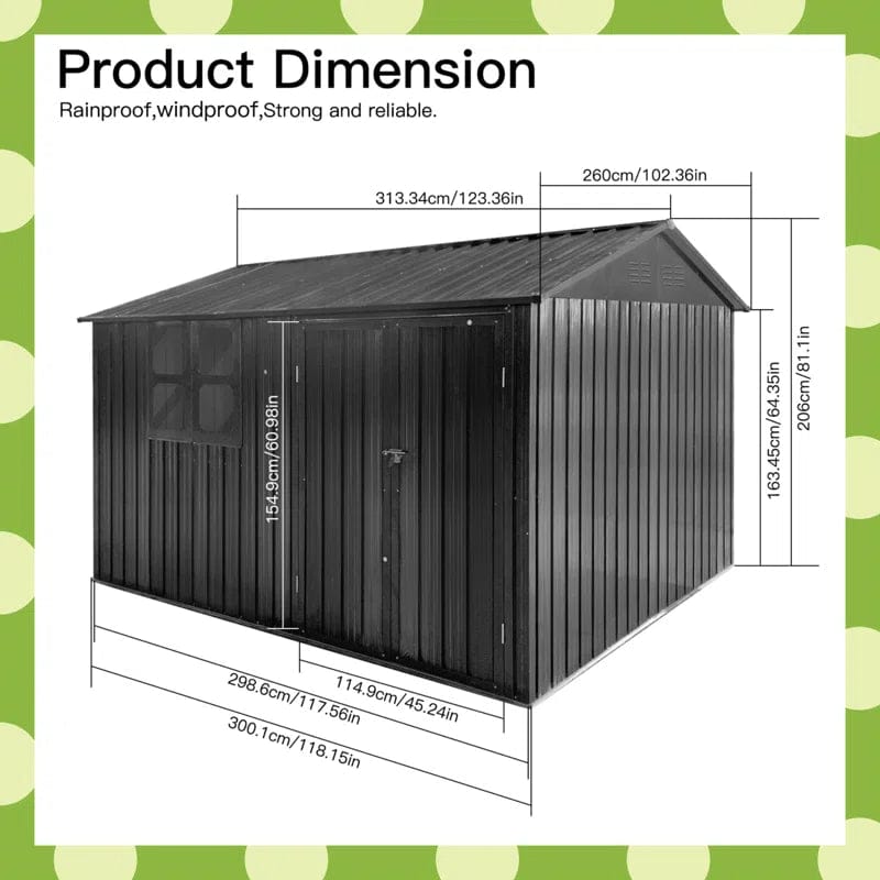 10 ft. W x 8 ft. D Metal Tool Shed - Image 3