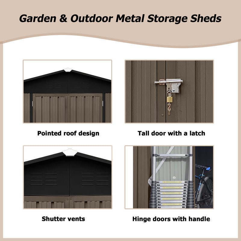 10ftx8ft Outdoor Metal Storage Shed for Gardens - Image 3
