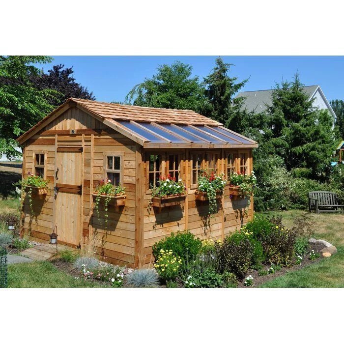 12 ft. W x 12 ft. D Cedar Wood Sunshed Garden Shed - Image 5