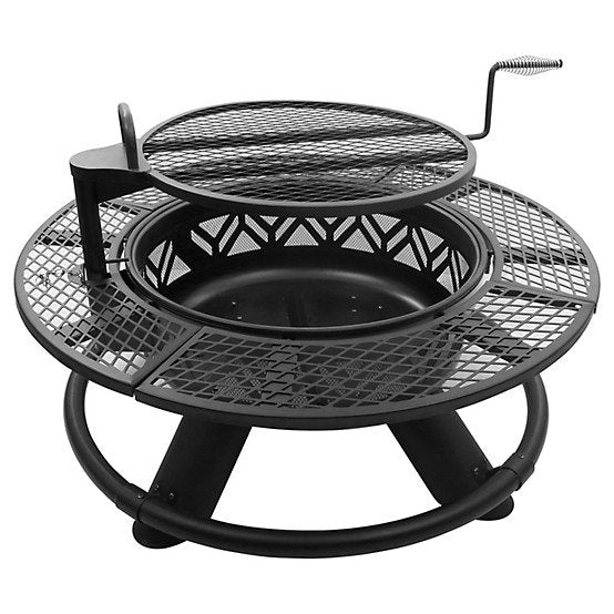 Red Mountain Valley 47 in. Wood-Burning Fire Pit with Adjustable BBQ Grate, Geometric - Image 6