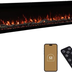 Modern Ember Highmark 60-Inch Smart Linear Electric Fireplace, WiFi & 10-Color Flames