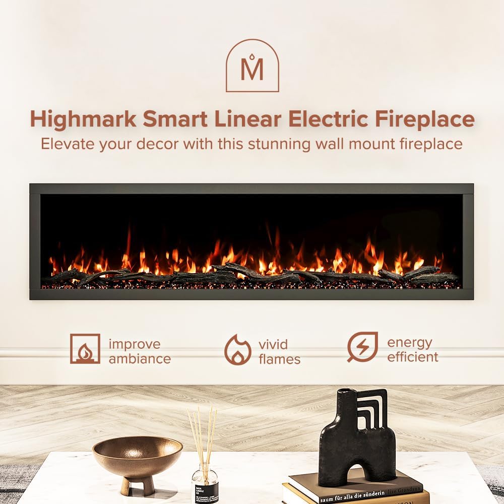 Modern Ember Highmark 60-Inch Smart Linear Electric Fireplace, WiFi & 10-Color Flames - Image 13
