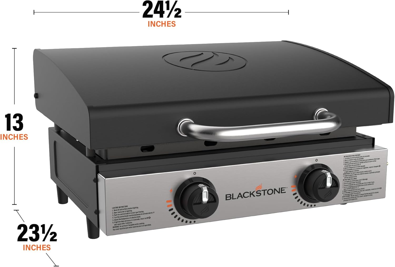 Blackstone 22″ Portable Tabletop Griddle – Dual Burner Flat Top Grill, 24,000 BTU Propane with Stainless Steel Faceplate & Rear Grease System - Image 15