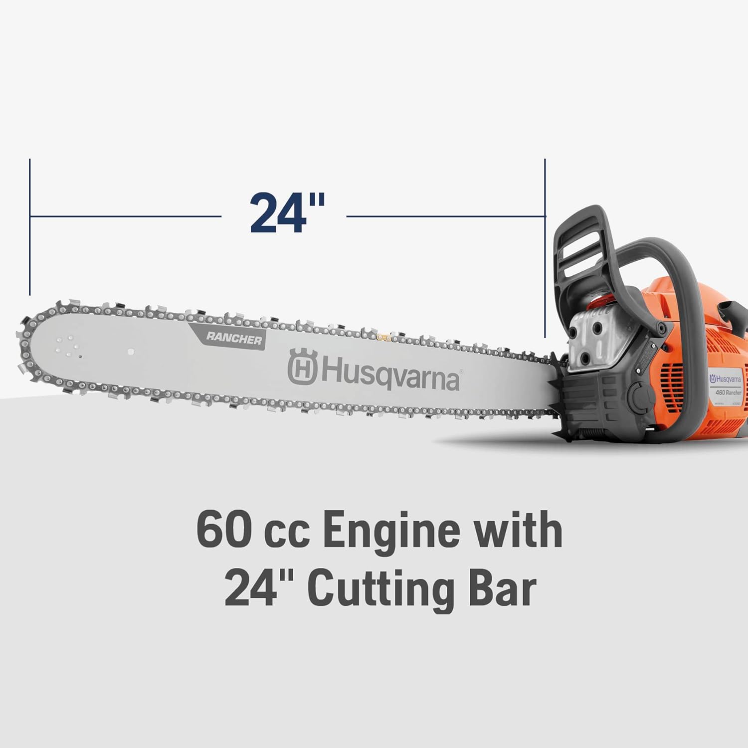 Husqvarna 460 Rancher Gas Chainsaw 24" 60.3cc 3.6HP, Auto Oil Pump - Image 2