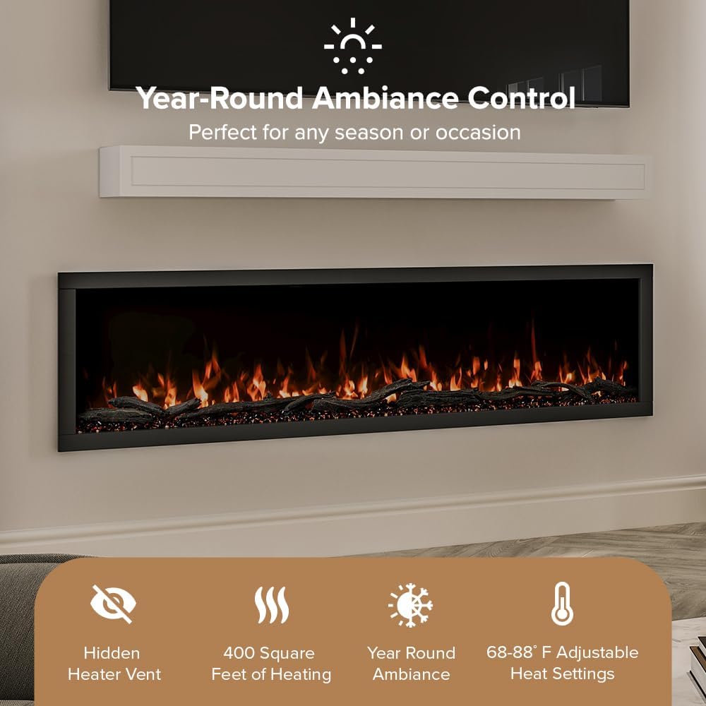 Modern Ember Highmark 60-Inch Smart Linear Electric Fireplace, WiFi & 10-Color Flames - Image 16