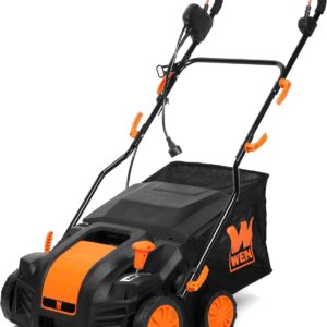 WEN DT1516 16 in. 15A Electric Dethatcher and Scarifier with Collection Bag