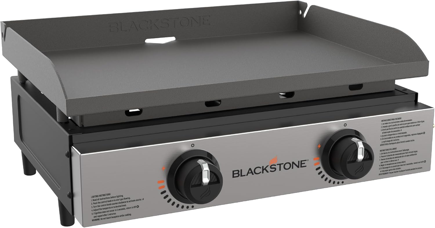 Blackstone 22″ Portable Tabletop Griddle – Dual Burner Flat Top Grill, 24,000 BTU Propane with Stainless Steel Faceplate & Rear Grease System - Image 19