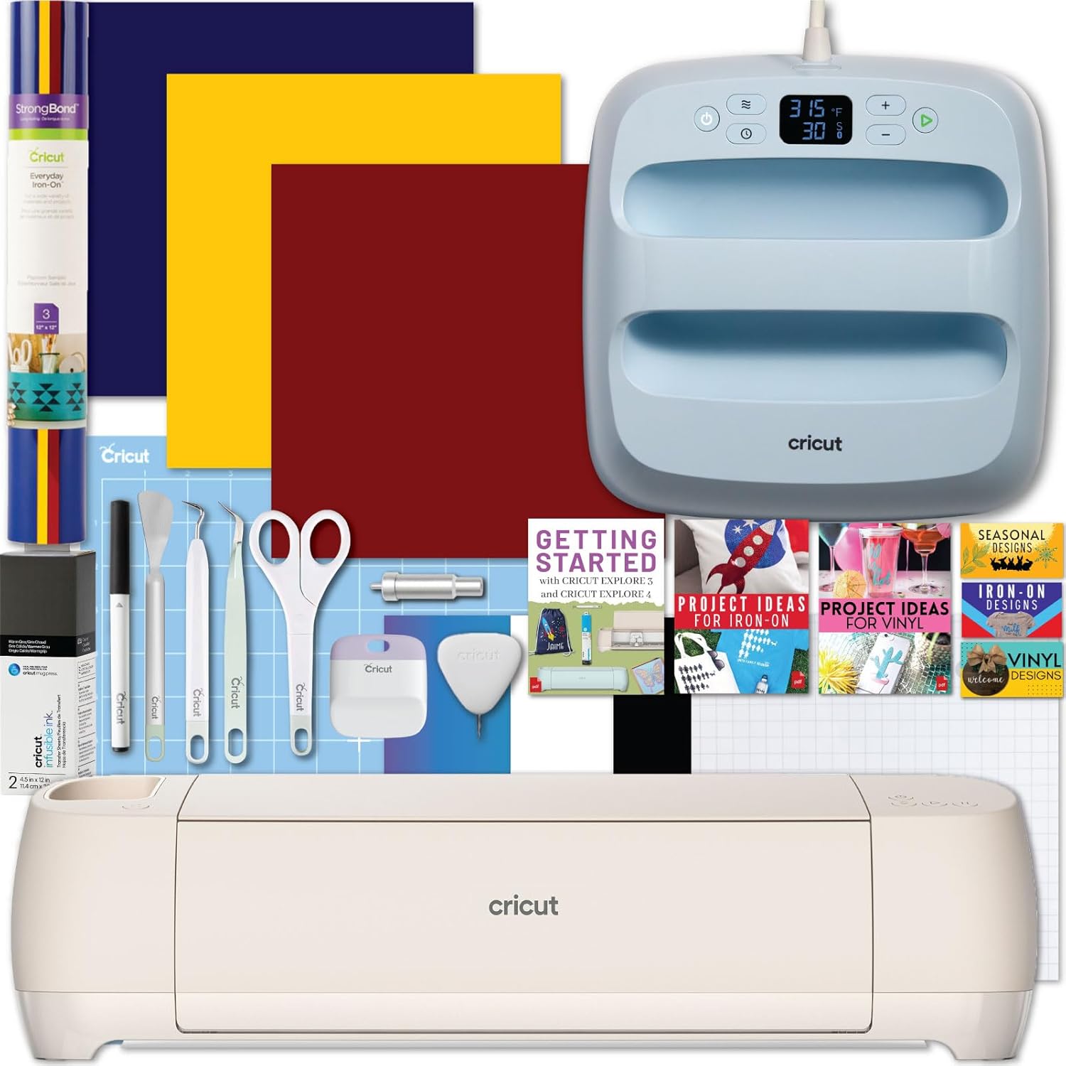 Cricut Explore 4 Cutting Machine Bundle with Vinyl & Iron-On Materials
