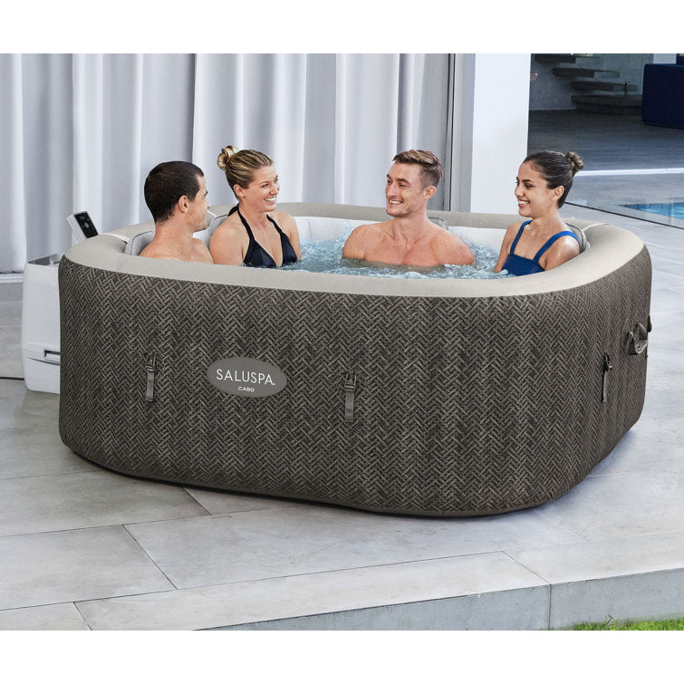 Bestway 6 – Person 140 – Jet Vinyl Square Inflatable Hot Tub in Brown - Image 4