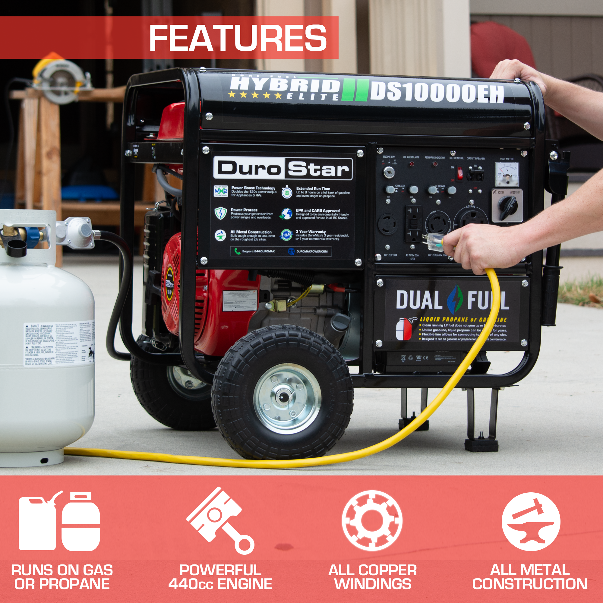 10,000 Watt Dual Fuel Portable Generator - Image 12
