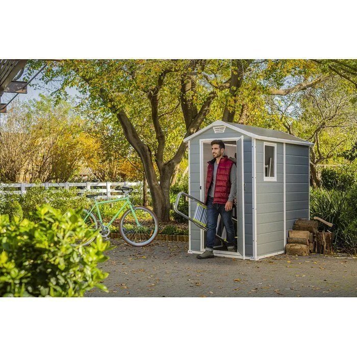 Keter Manor 4 ft. W x 6 ft. D Vertical Resin Outdoor Storage Shed Ideal For Patio Installation Included - Image 2