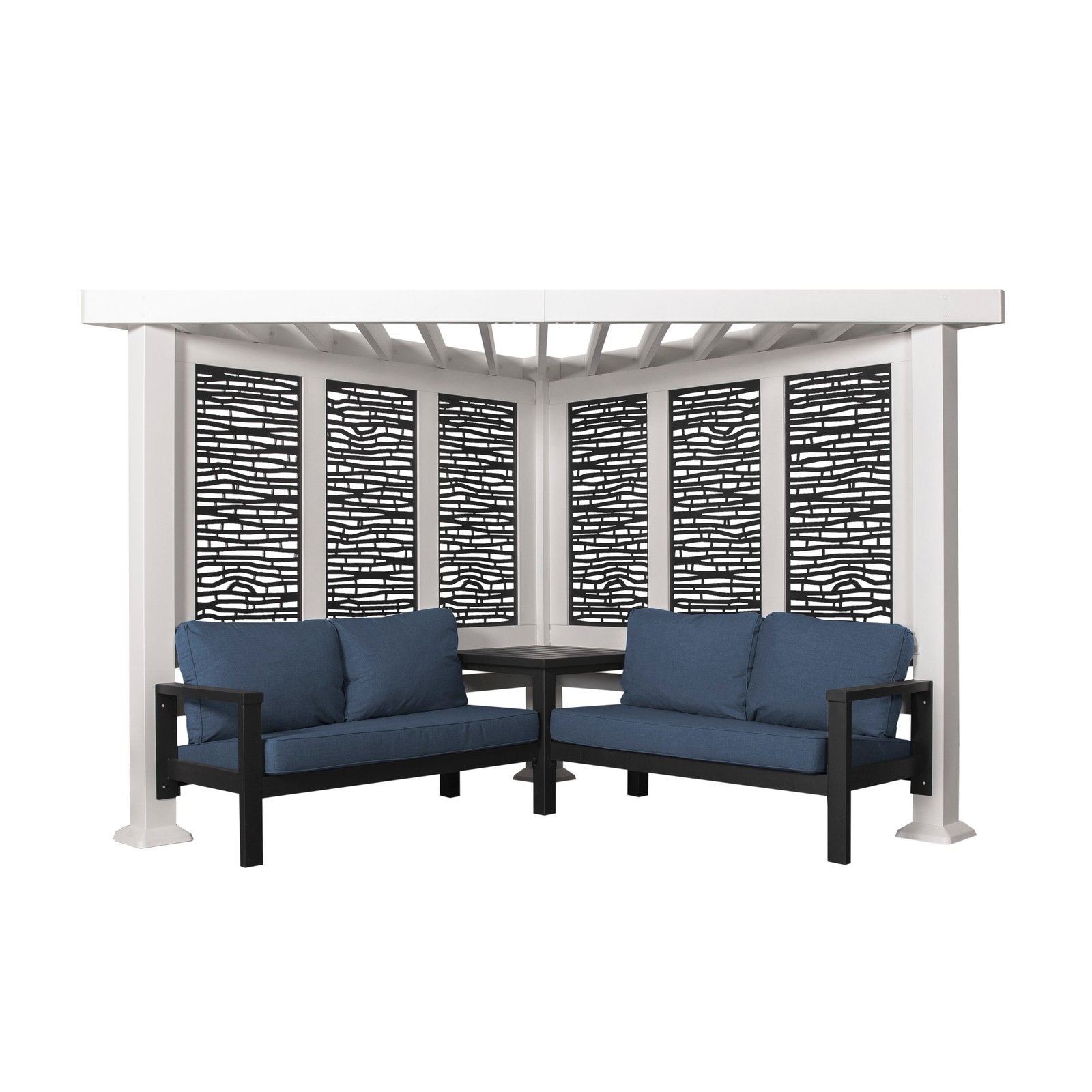 Ridgedale Modern Steel Cabana Pergola with Conversational Seating - Image 5