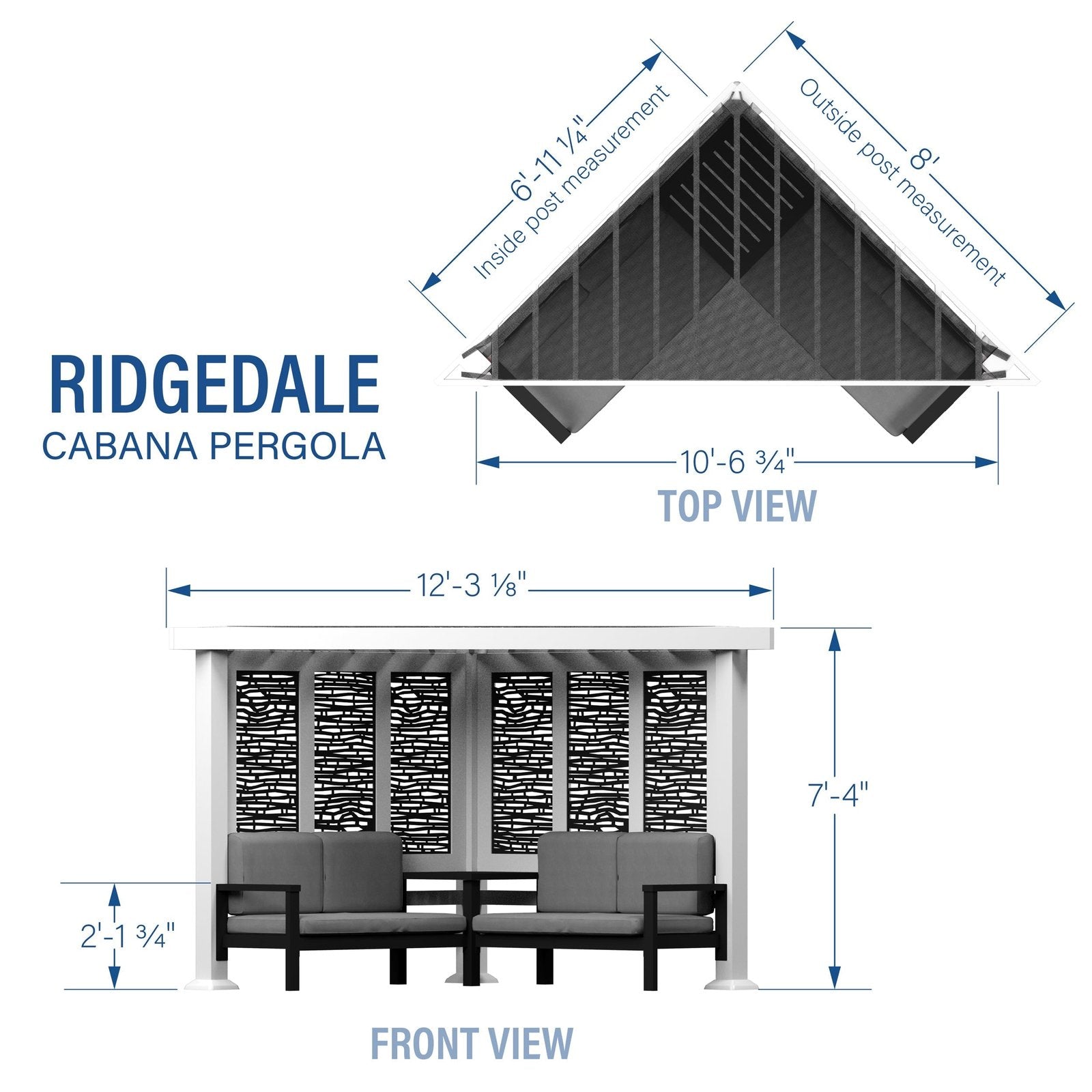 Ridgedale Modern Steel Cabana Pergola with Conversational Seating - Image 6