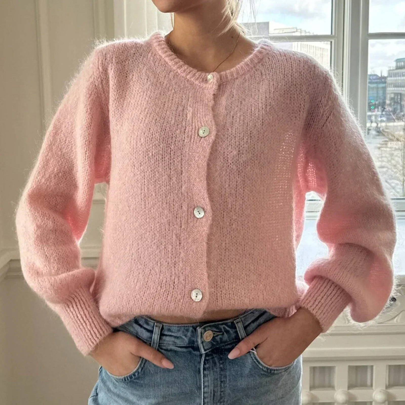 Women Knitted O-neck Long Sleeve - Image 2