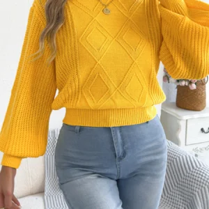 Stylo Lady Round Neck Lantern Long Sleeve