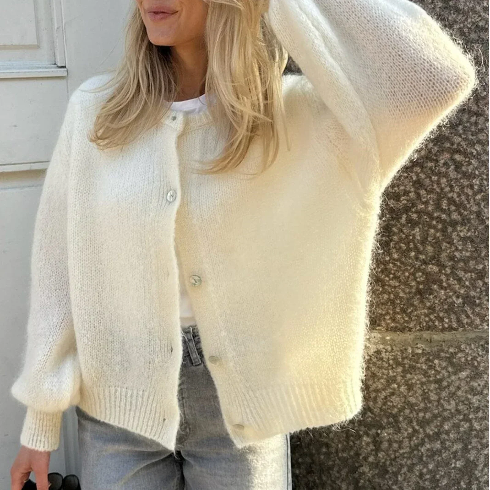 Women Knitted O-neck Long Sleeve