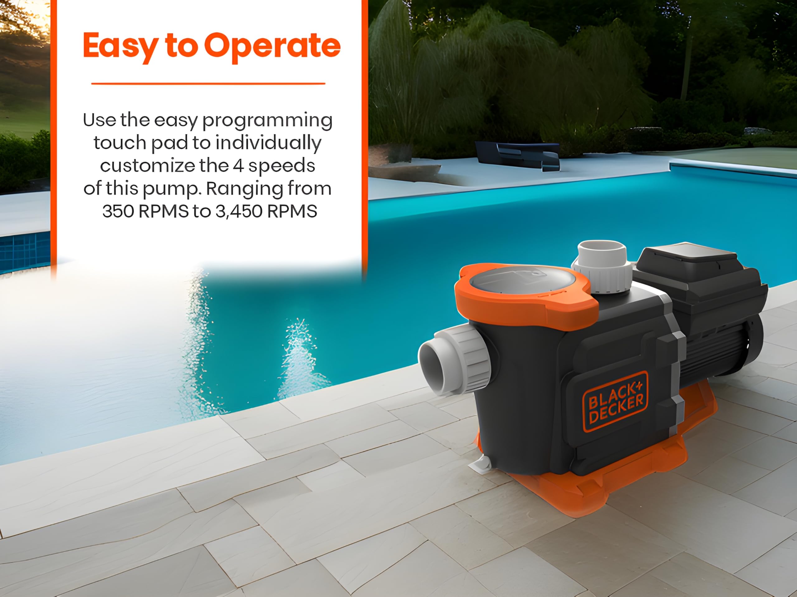 BLACK+DECKER Variable Speed Pool Pump Inground with Filter Basket and Easy Programmable Touch Pad Interface, 3 HP - Image 5