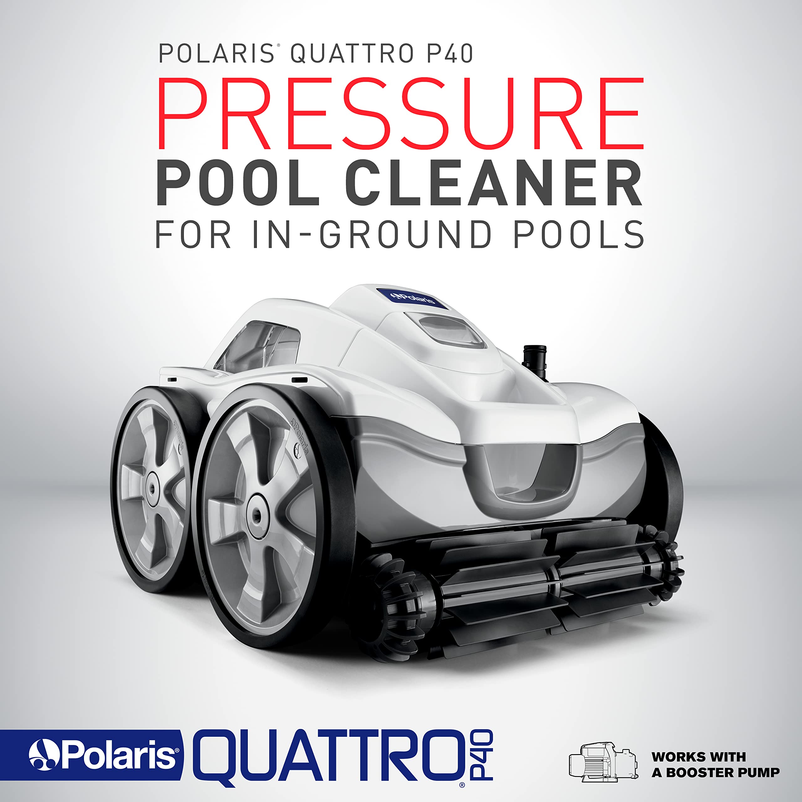 Polaris Quattro P40 Pressure Side Pool Cleaner for All In-Ground Pool Surfaces, Large-Capacity Dual Filtration Canister, 31′ Hose & Transparent Lid to View Debris - Image 5